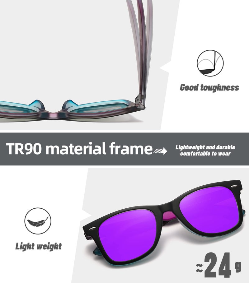 MEETSUN Polarized Sunglasses for Men Women Classic Retro Square Driving Sun Glasses UV400 Protection Gradient Purple - Image 4